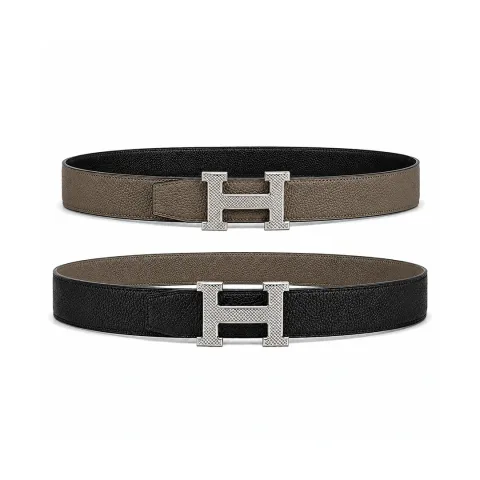 에르메스 H 길로쉬 벨트 버클 & 리버서블 레더 스트랩 박스 32mm 실버 버클 그레이 · 1
