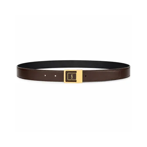 생로랑 LA 66 벨트 스무스 레더 벨트 30mm 브라운 버클, 블랙 버클, 실버 버클 · 1