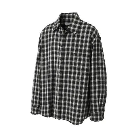 발렌시아가 블랙 워싱 코튼 라우 엣지 오버셔츠 블랙 (품절) · 1