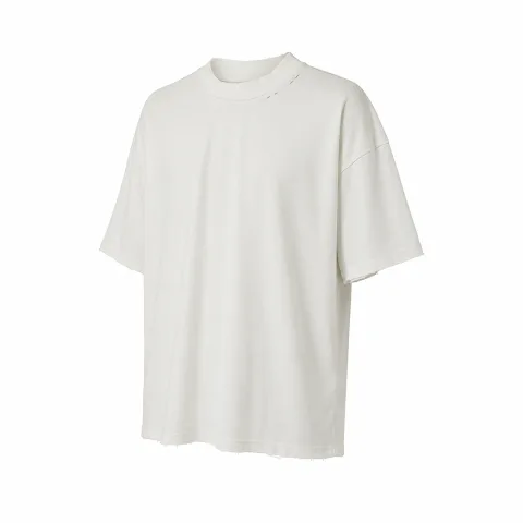 발렌시아가 디스트레스드 프린트 코튼 반팔 T 화이트 (정라) · 1
