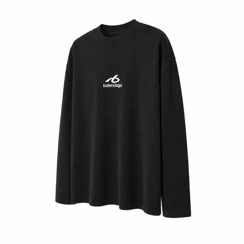 발렌시아가 레귤러 핏 롱슬리브 티셔츠 블랙 (스타일) · 1